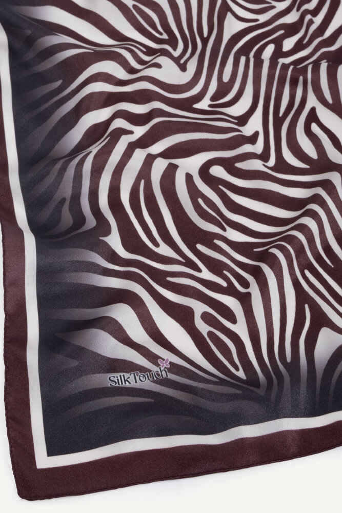 Bordo Zebra Desen Kristal Eşarp - 3