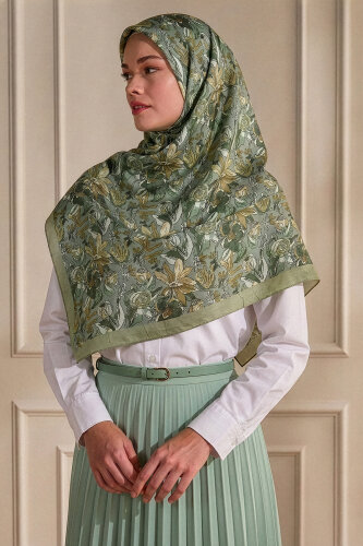 Çağla Vintage Flora Desen Kraş Eşarp