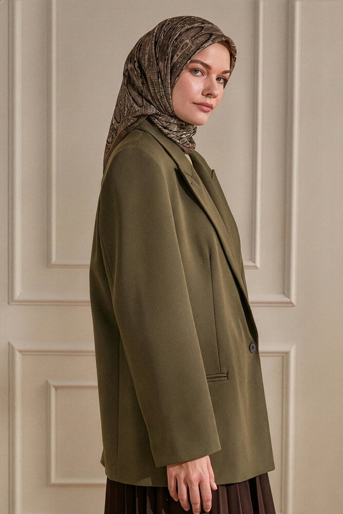 Çikolata Miras Desenli Müslin Eşarp - 1