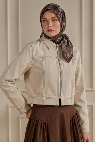 Çikolata Nostaljik Gül Desenli Müslin Eşarp