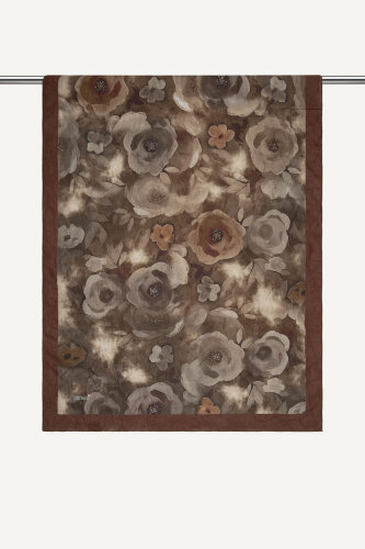 Çikolata Suluboya Gül Desenli Kraş Şal