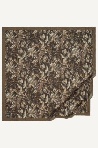 Çikolata Vintage Flora Desen Kraş Eşarp (1)