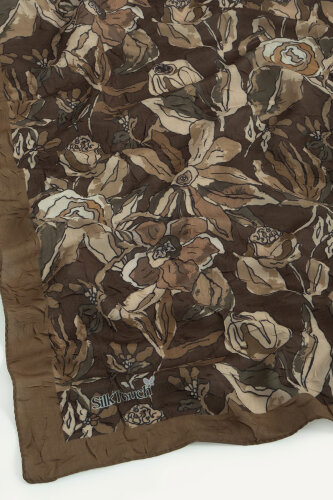 Çikolata Vintage Flora Desen Kraş Eşarp - 3