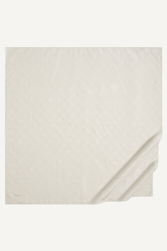 Ekru Monogram Desen Mercan Eşarp (1)