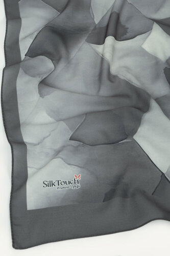 Füme Kristal Işıltı Desenli Fransız İpeği Şal - 3