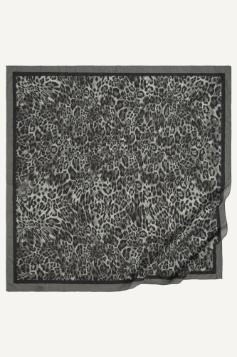 Füme Leopar Desenli Kraş Eşarp (1)