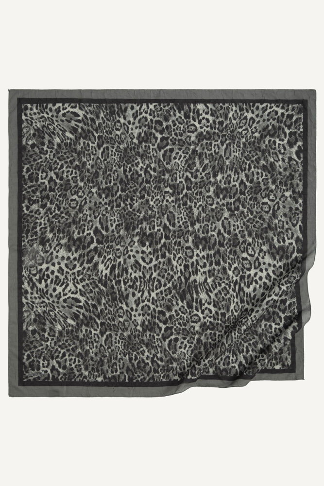 Füme Leopar Desenli Kraş Eşarp - 2