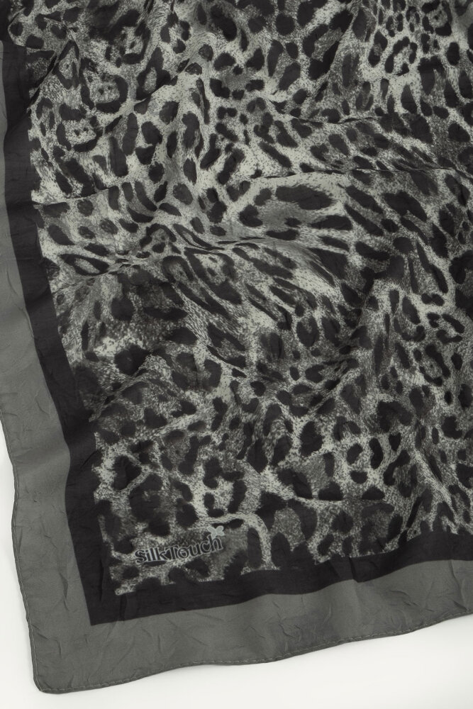 Füme Leopar Desenli Kraş Eşarp - 3