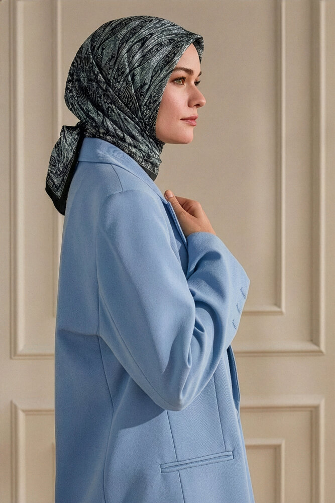 Füme Miras Desenli Müslin Eşarp - 1