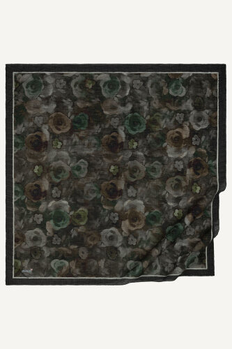 Füme Nostaljik Gül Desenli Müslin Eşarp (1)