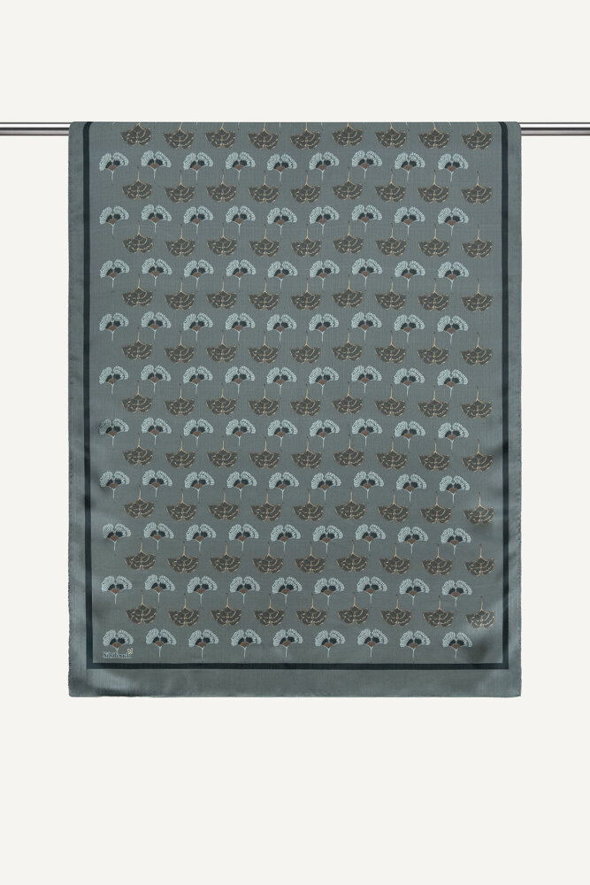 Füme Yonca Desenli İdol Vual Şal - 1