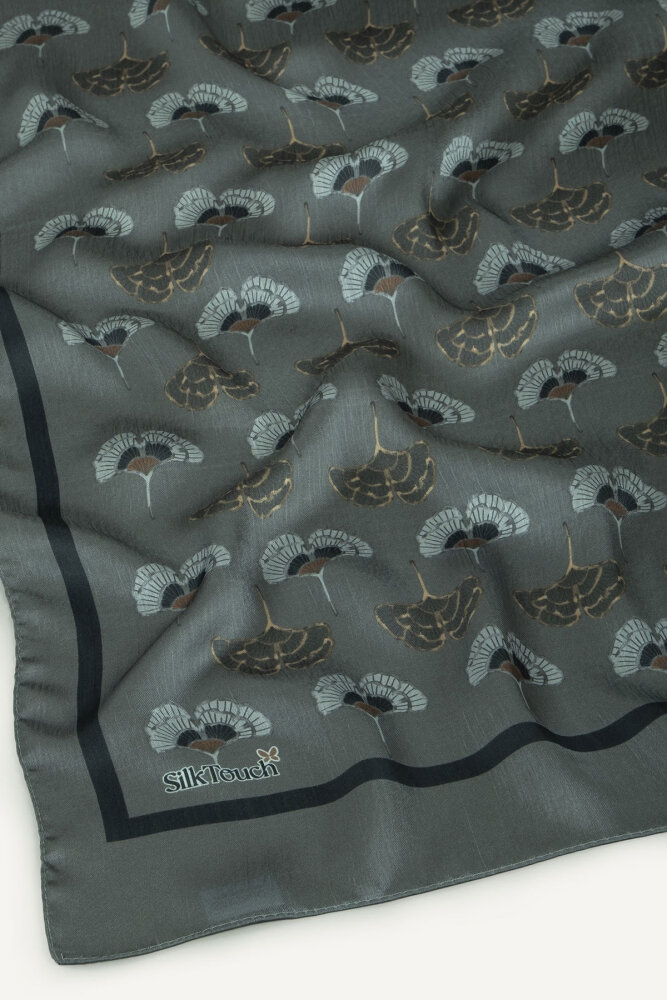 Füme Yonca Desenli İdol Vual Şal - 2