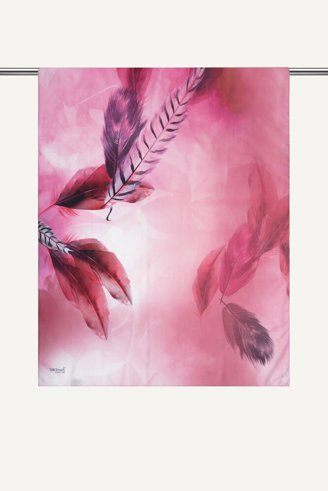 Fuşya Kehribar Tüyü Desenli Fransız İpeği Şal - 2