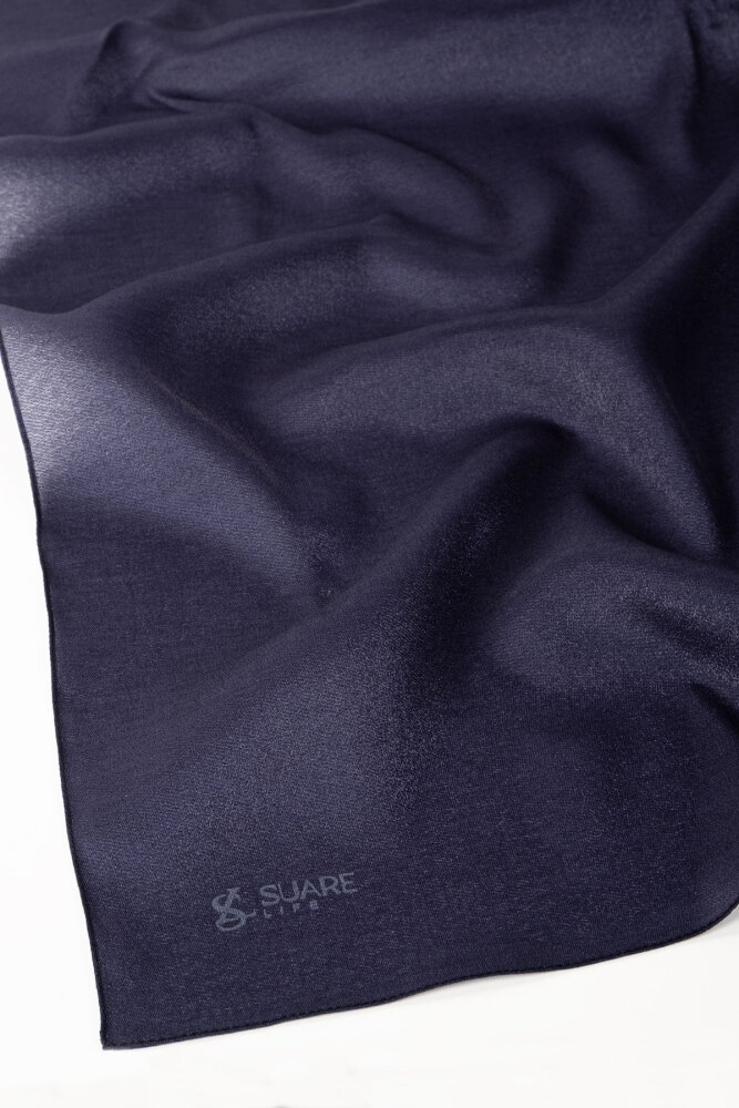 Gece Mavisi Düz Renk Kehribar Eşarp - 3