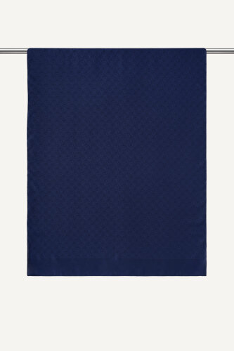 Gece Mavisi Piramit Monogram Desen Mercan Şal (1)
