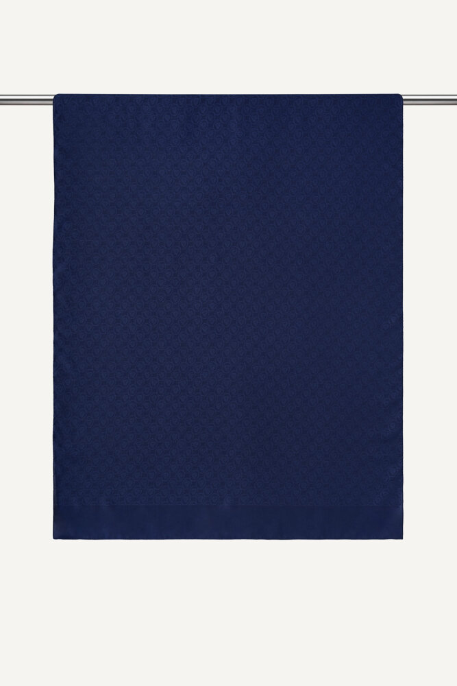 Gece Mavisi Piramit Monogram Desen Mercan Şal - 2