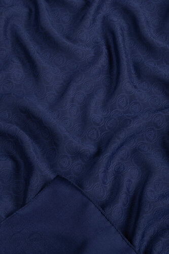 Gece Mavisi Piramit Monogram Desen Mercan Şal - 3