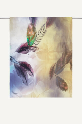 Gold Kehribar Tüyü Desenli Fransız İpeği Şal (1)