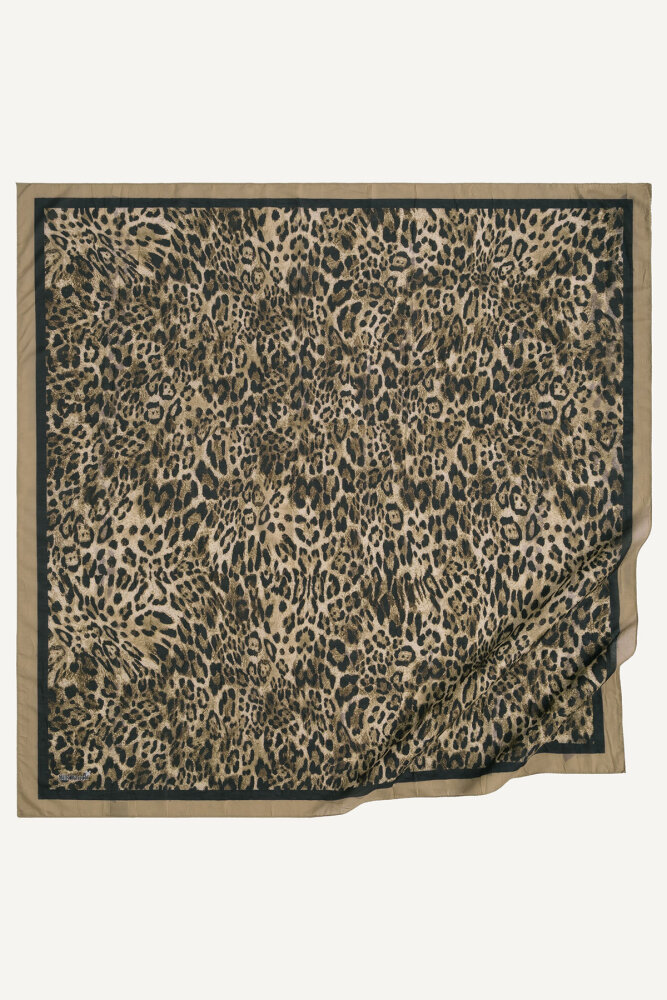 Gold Leopar Desenli Kraş Eşarp - 2