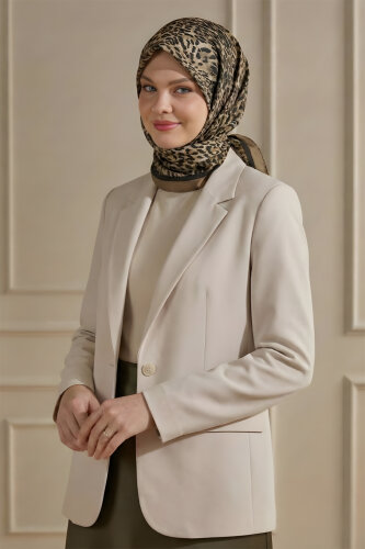 Gold Leopar Desenli Kraş Eşarp