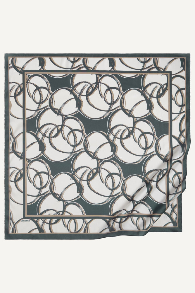 Gri Çember Dansı Desen Kristal Eşarp - 2