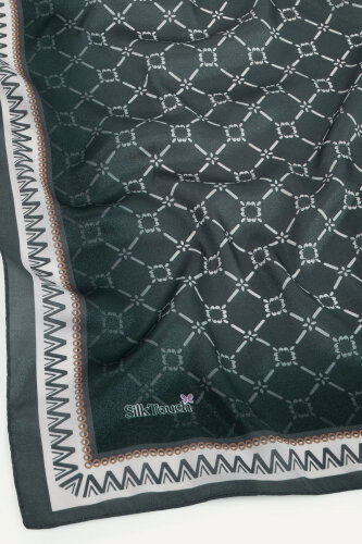 Gri Elmas Bağ Desen Kristal Eşarp - 3