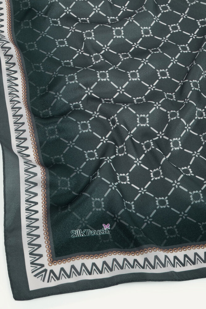 Gri Elmas Bağ Desen Kristal Eşarp - 3