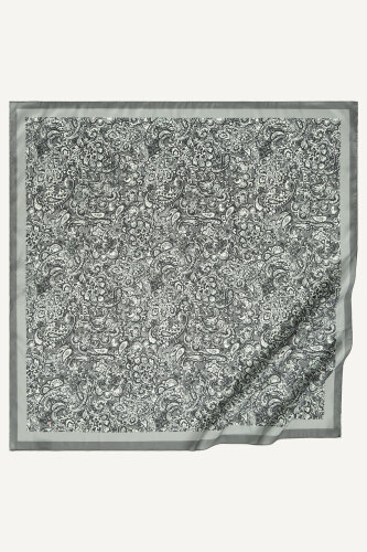 Gri Etnik Desen Kristal Eşarp (1)