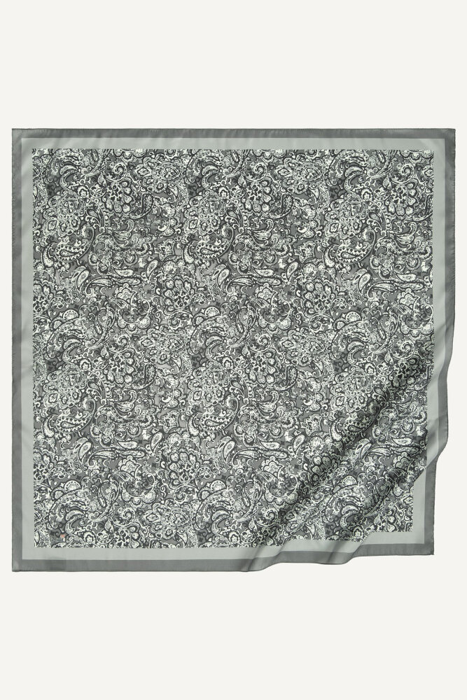 Gri Etnik Desen Kristal Eşarp - 2