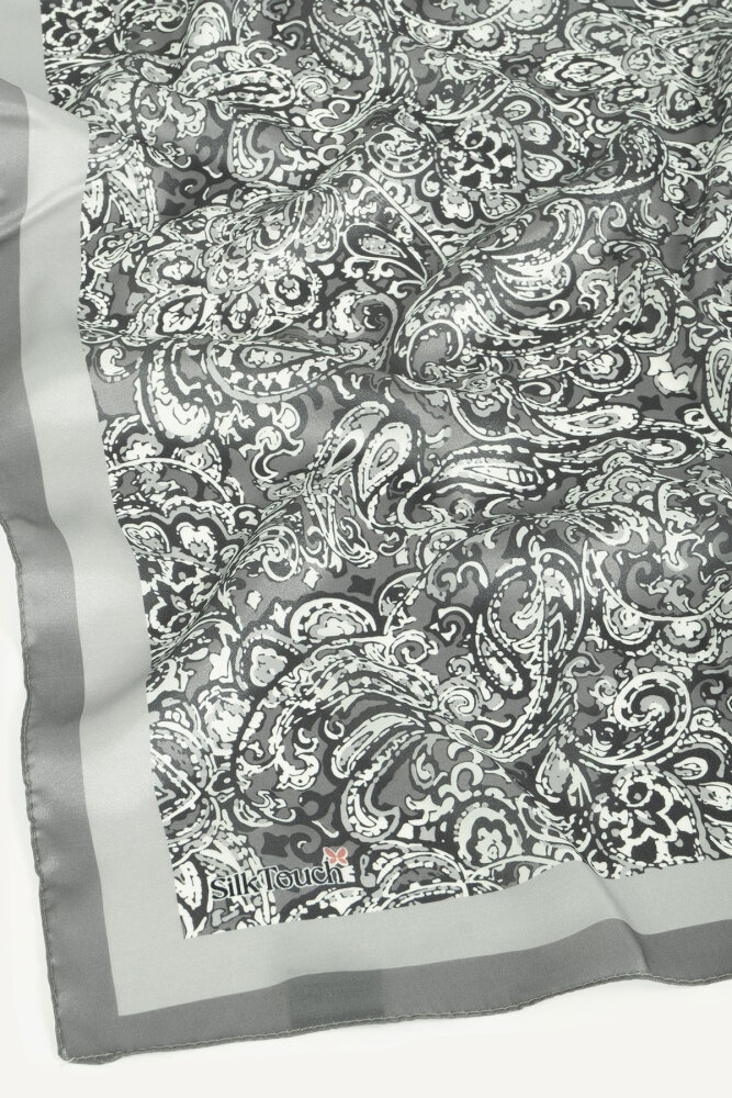 Gri Etnik Desen Kristal Eşarp - 3