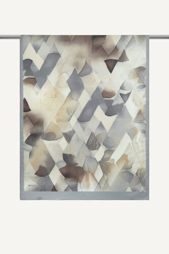 Gri Kristal Işıltı Desenli Fransız İpeği Şal (1)