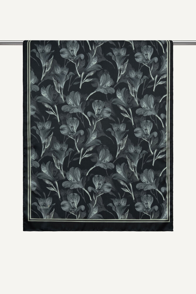 Gri Lale Desenli İdol Vual Şal - 1