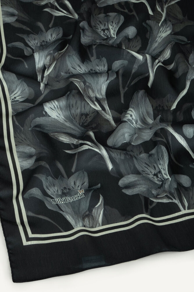 Gri Lale Desenli İdol Vual Şal - 2