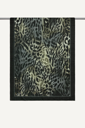 Gri Leopar Desenli Müslin Şal