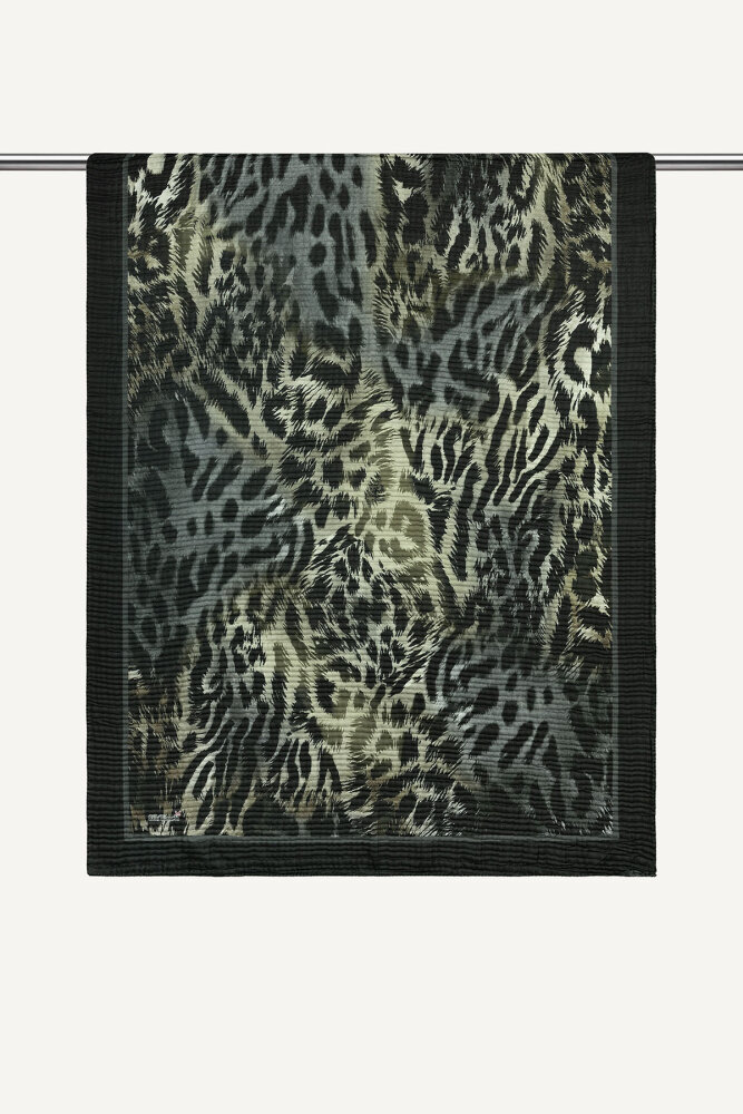 Gri Leopar Desenli Müslin Şal - 1