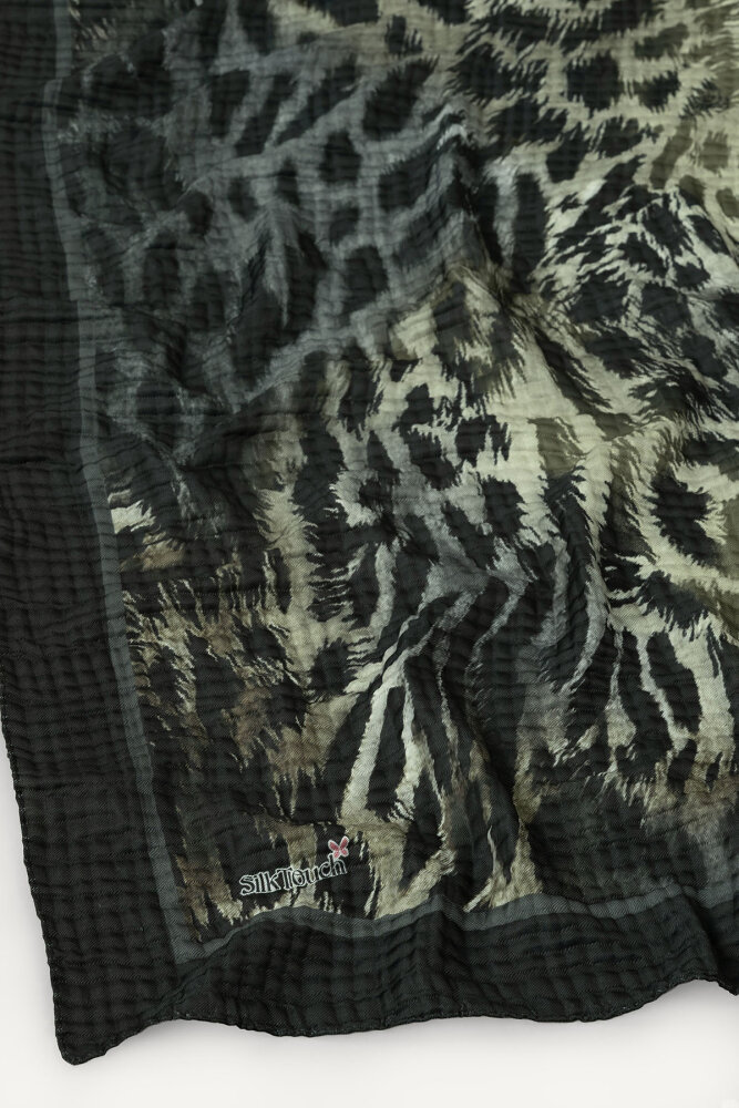 Gri Leopar Desenli Müslin Şal - 2