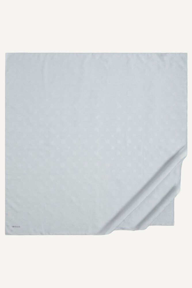 Gri Monogram Desen Mercan Eşarp - 2