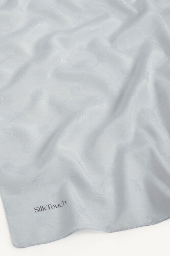 Gri Monogram Desen Mercan Eşarp - 3