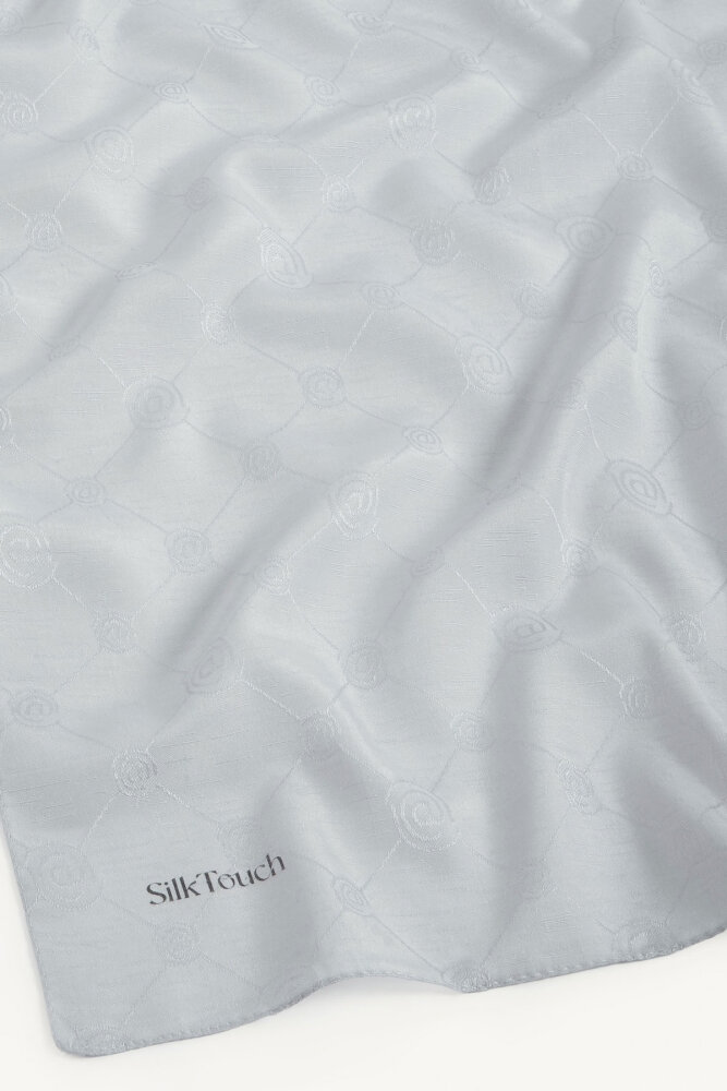 Gri Monogram Desen Mercan Eşarp - 3