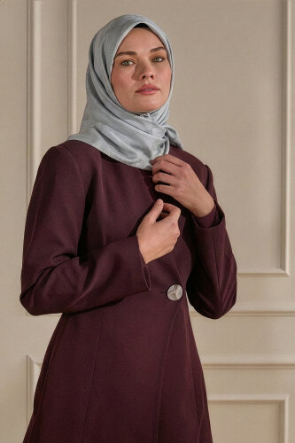 Gri Monogram Desen Mercan Eşarp