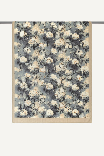 Gri Pamuk Esintisi Desen Kraş Şal 