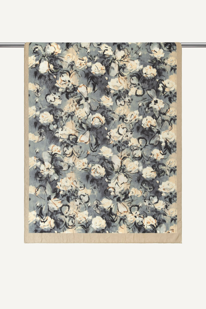 Gri Pamuk Esintisi Desen Kraş Şal - 1