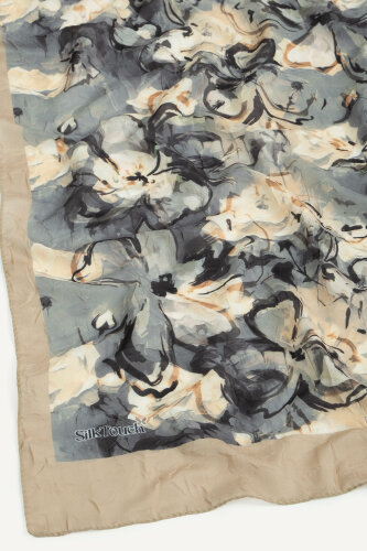 Gri Pamuk Esintisi Desen Kraş Şal (1)