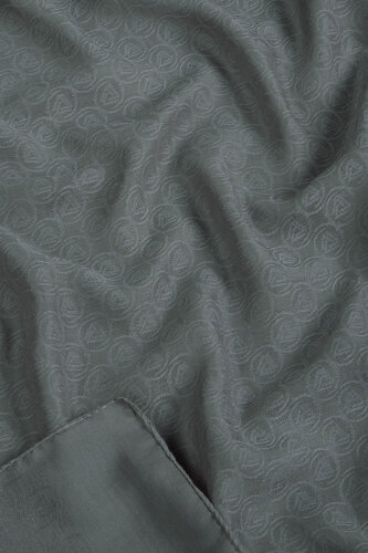 Gri Piramit Monogram Desen Mercan Şal (1)