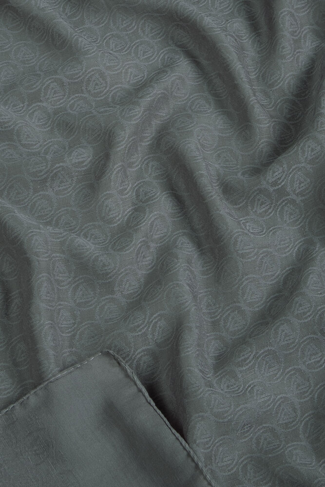 Gri Piramit Monogram Desen Mercan Şal - 2