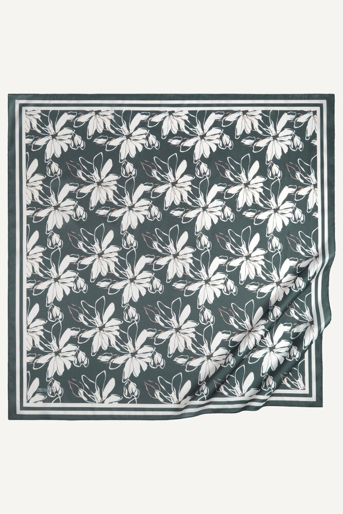 Gri Şakayık Desen Kristal Eşarp - 2