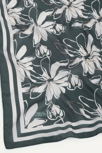 Gri Şakayık Desen Kristal Eşarp - 3