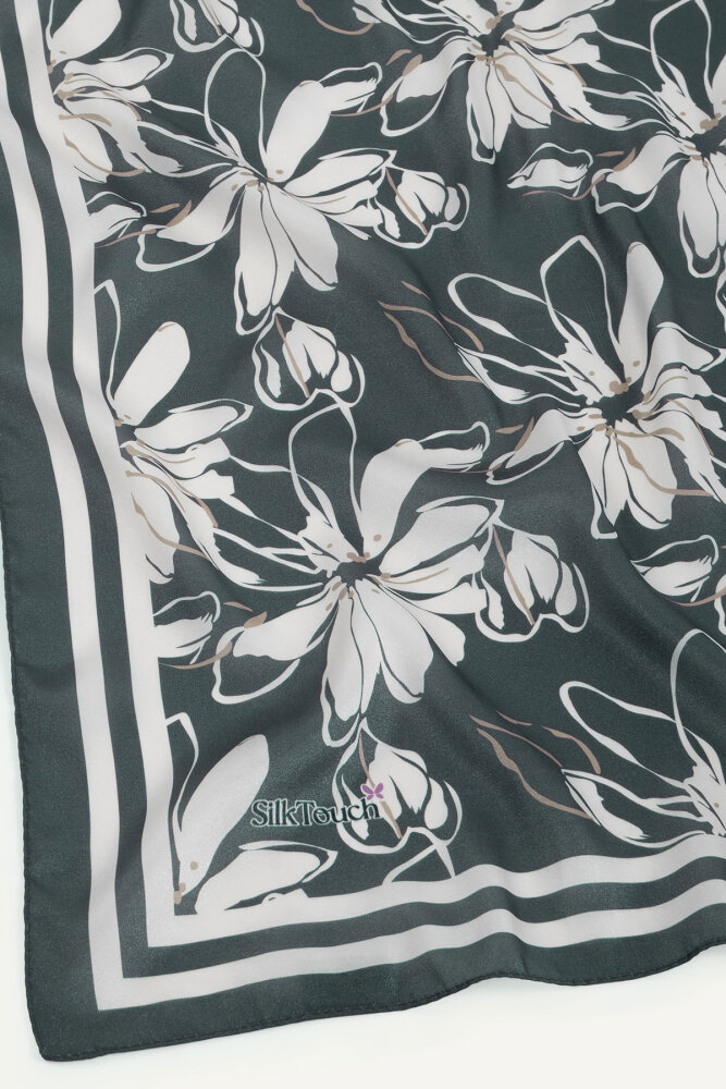 Gri Şakayık Desen Kristal Eşarp - 3