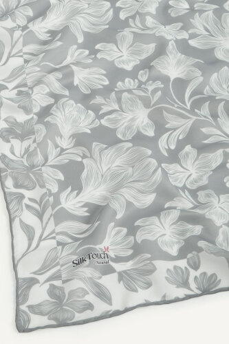 Gri Zambak Desen Natural Eşarp - 3