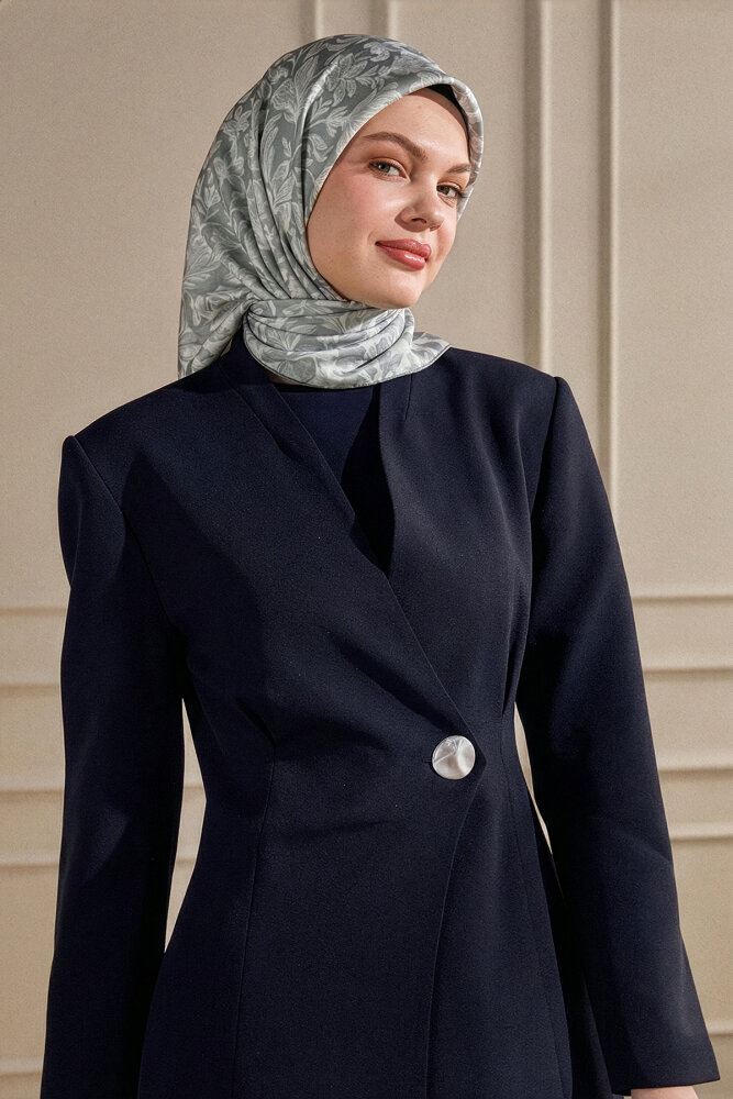 Gri Zambak Desen Natural Eşarp - 1